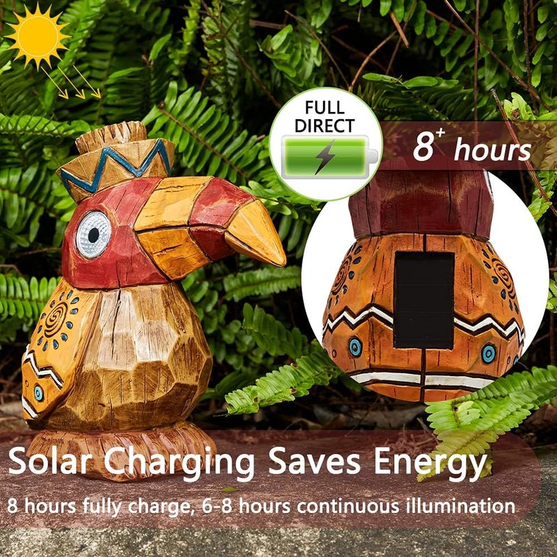 Yiosax Solar Tiki Statue-WoodWoodpecker Bird-Garden Hawaiian - Solar Outdoor Light Garden Sculptures & Statues Totem Pole Bar Outdoor Patio Pool Yard Summer Decorations - Image 4